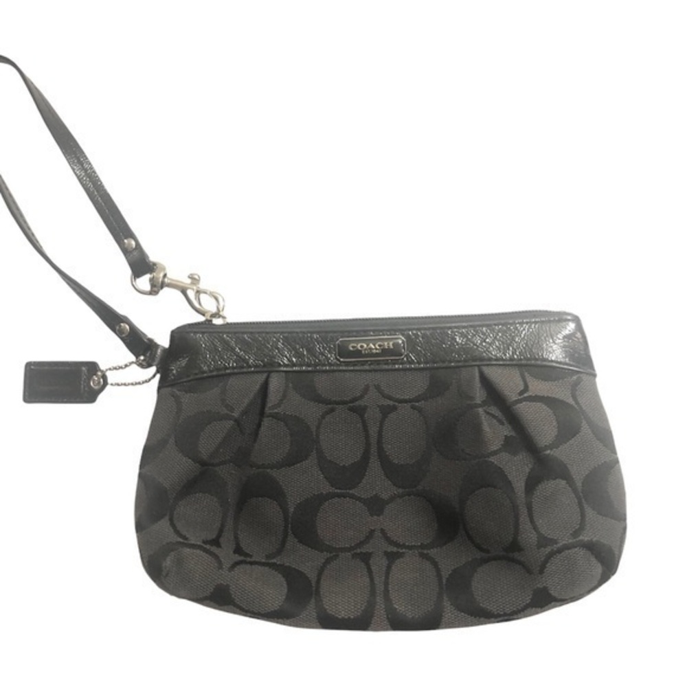 Coach black signature wristlet